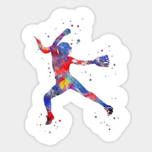 Girl softball player Sticker